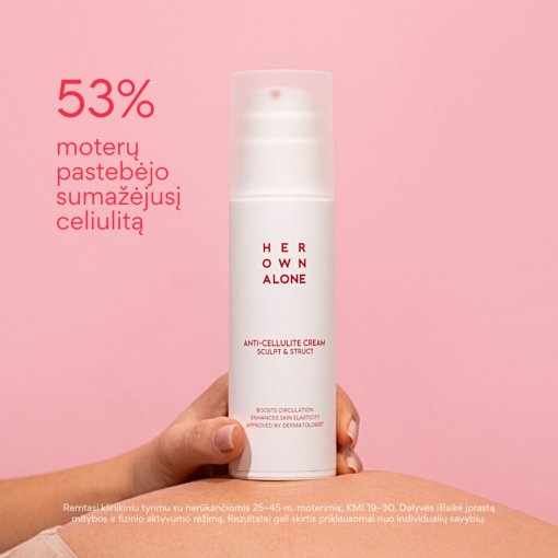 Padeda lyginti odos paviršių ir suteikia elastingumo Anticeliulitinis kremas HER OWN ALONE, 150 ml | Mano Vaistinė