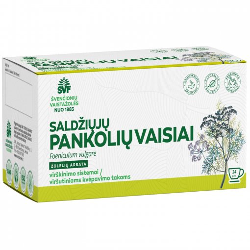 Gali padėti palaikyti normalią virškinimo sistemos funkciją Žolelių arbata ŠVF SALDŽIŲJŲ PANKOLIŲ VAISIAI, 1,5 g. 24 vnt.  | Mano Vaistinė