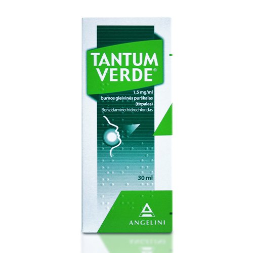 Vaistas burnos ertmės ligoms Tantum Verde 1.5 mg/ml purškalas, 30 ml | Mano Vaistinė