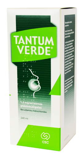 Vaistas burnos ertmės ligoms Tantum Verde 1.5mg/ml tirpalas, 240 ml | Mano Vaistinė