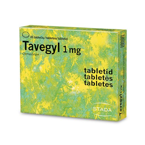 Vaistas nuo alergijos Tavegyl 1mg tabletės, N20 | Mano Vaistinė