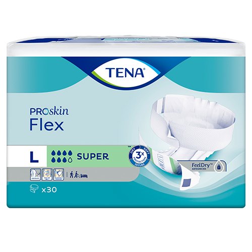 Sauskelnės suaugusiems TENA sauskelnės Flex Super (L), N30 | Mano Vaistinė