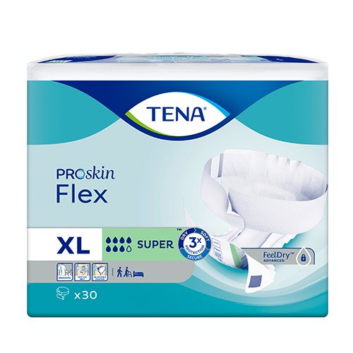 Sauskelnės, kelnaitės ir įklotai TENA sauskelnės Flex Super (XL), N30 | Mano Vaistinė