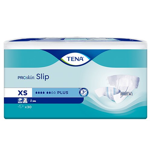 Sauskelnės suaugusiems TENA Slip Plus sauskelnės (XS), N30 | Mano Vaistinė