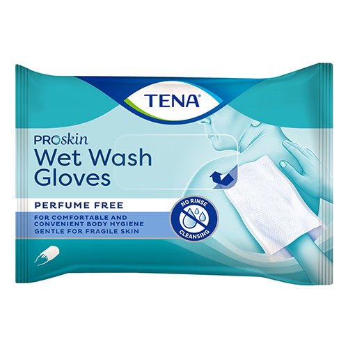 Prausimosi priemonė TENA Wet Wash Glove prausimosi pirštinės, N8 | Mano Vaistinė