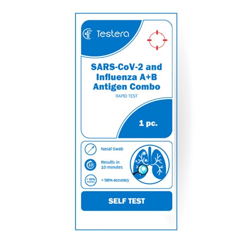 Testera COVID 19 (SARS-CoV-2) ir gripo A+B antigenų sudėtinis greitasis testas N1 | Mano Vaistinė