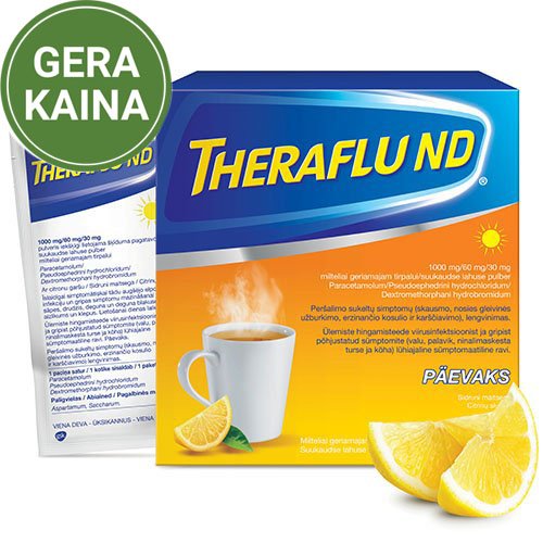 Vaistas nuo peršalimo TheraFlu ND milteliai geriamajam tirpalui, N10 | Mano Vaistinė