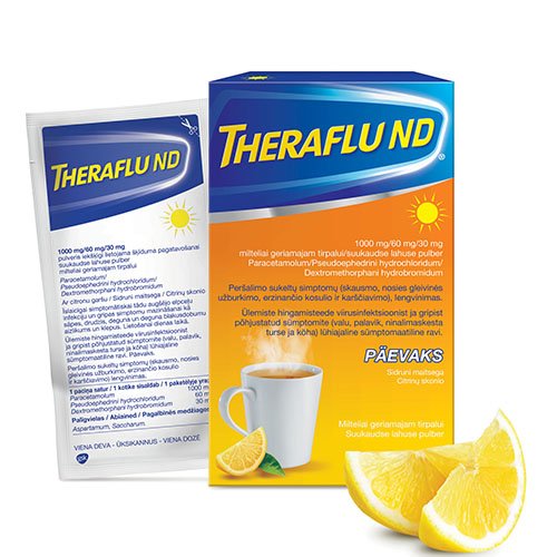 Vaistai nuo peršalimo TheraFlu ND milteliai geriamajam tirpalui, N6 | Mano Vaistinė