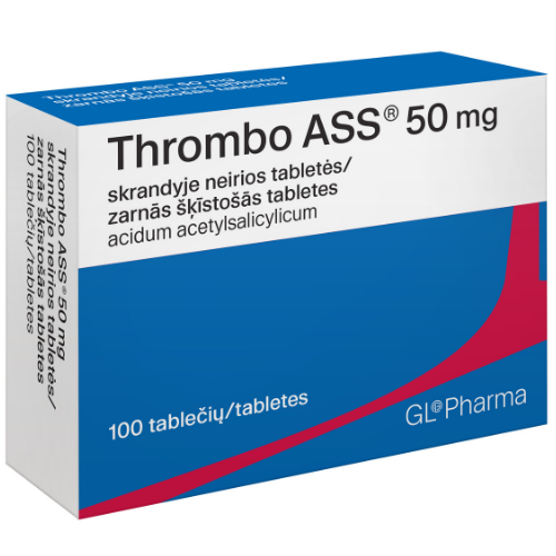 Vaistas Nuo trombų susidarymo THROMBO ASS 50 mg, 100 tab. | Mano Vaistinė Vaistas Nuo trombų susidarymo THROMBO ASS 50 mg, 100 tab. | Mano Vaistinė