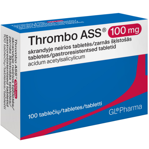 Vaistas trombams mažinti Nuo trombų susidarymo THROMBO ASS  100 mg, 100 tab.  | Mano Vaistinė