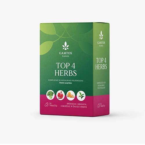 Maisto papildas Top 4 Herbs tabletės, N30 | Mano Vaistinė