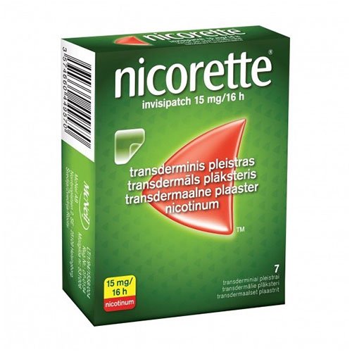 Nicorette invisipatch 15mg/16val. transderminis pleistras N7 | Mano Vaistinė