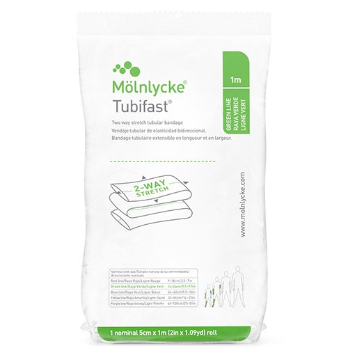 Tubifast 2 way strech tubuliarinis tvarstis 5cmx1m, žalias N1 | Mano Vaistinė