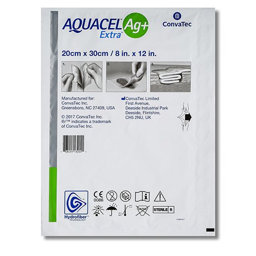Tvarstis žaizdoms Tvarstis Aquacel AG+ Extra, antimikrobinis, 20 x 30 cm, N5  | Mano Vaistinė