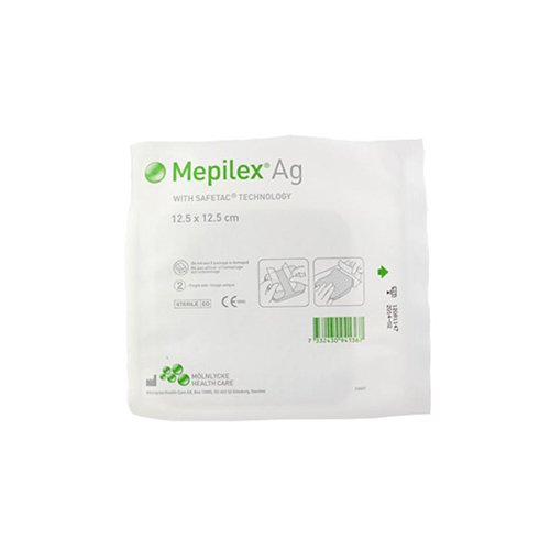 Antimikrobinis tvarstis Mepilex Ag minkšto silikono tvarstis, 12.5 x 12.5 cm, N5 | Mano Vaistinė