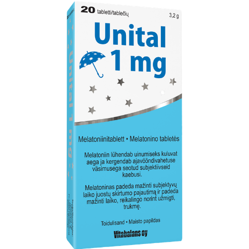 Melatonino tabletės Miegui UNITAL 1 mg, 20 tablečių | Mano Vaistinė