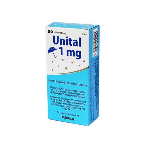 Maisto papildas nervų sistemai Unital 1 mg tabletės, N50 | Mano Vaistinė