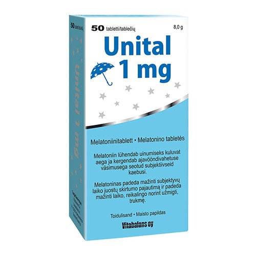 Melatonino tabletės Miegui UNITAL 1 mg, 20 tablečių | Mano Vaistinė