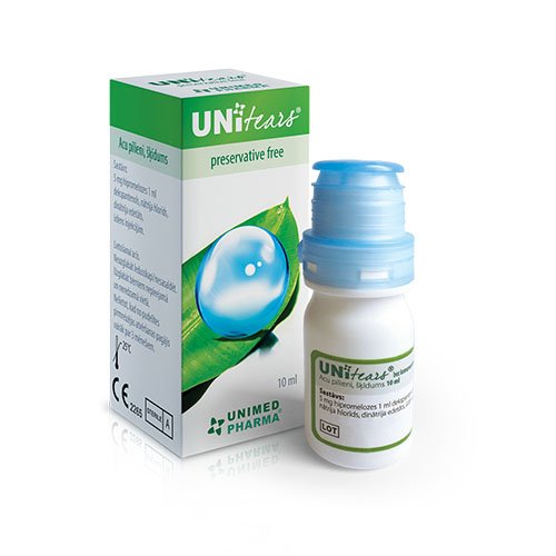 Unitears preservative free eye drops 10ml | Mano Vaistinė
