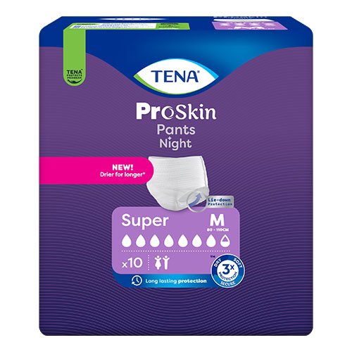 Sauskelnės-kelnaitės TENA PANTS NIGHT SUPER, M, 10 vnt. | Mano Vaistinė