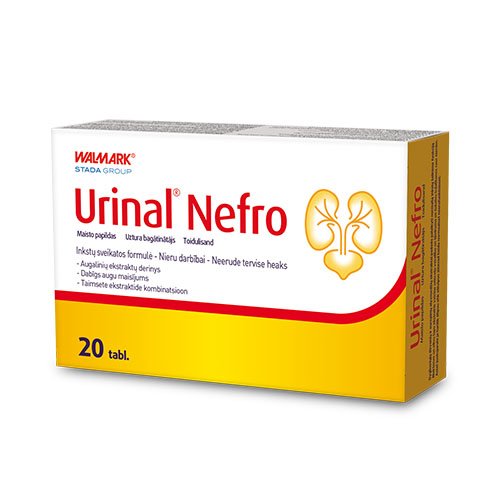 Augalinių ekstraktų derinys inkstams ir šlapimo takams. Urinal Nefro tab. N20 | Mano Vaistinė