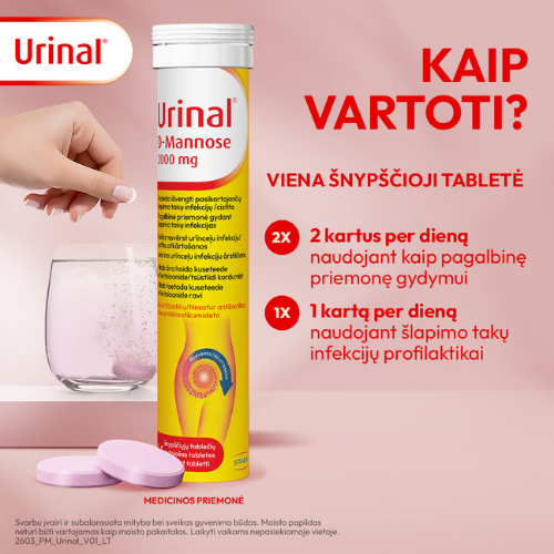 Padeda išvengti pasikartojančių šlapimo takų infekcijų Šlapimo sistemai URINAL D-MANNOSE 2000mg, 14 šnypščiųjų tablečių | Mano Vaistinė Padeda išvengti pasikartojančių šlapimo takų infekcijų Šlapimo sistemai URINAL D-MANNOSE 2000mg, 14 šnypščiųjų tablečių | Mano Vaistinė