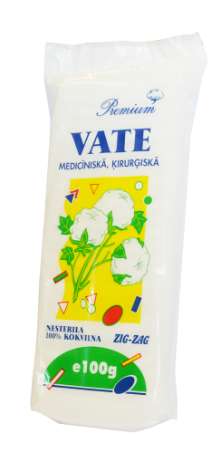 Vatos produktas Mediteks Premium medicininė, chirurginė, zigzaginė vata, 100 g | Mano Vaistinė