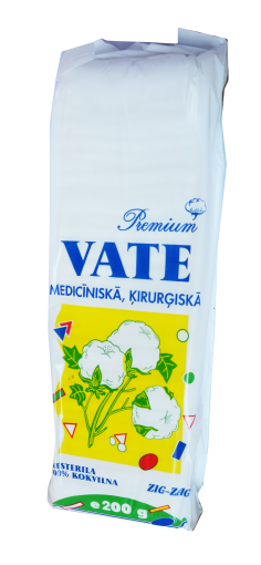 Vatos produktas Mediteks Premium medicininė, chirurginė, zigzaginė vata, 200 g | Mano Vaistinė