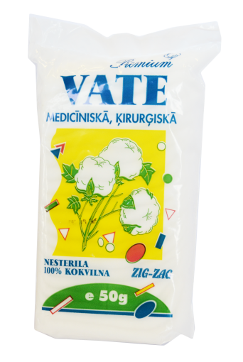 Vatos produktas Mediteks Premium medicininė, chirurginė, zigzaginė vata, 50 g | Mano Vaistinė