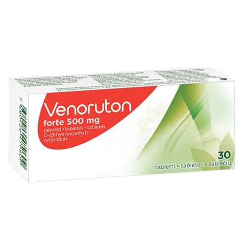 Vaistas venų, kraujagyslių apsaugai  Venoruton Forte 500 mg tabletės, N30 | Mano Vaistinė