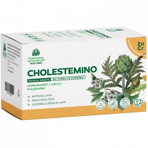 Cholesteroliui, kraujotakai Žolelių arbata ŠVF CHOLESTEMINO, 1,5 g, 20 vnt. | Mano Vaistinė