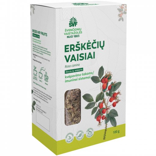 Kvėpavimo takams, imuninei sistemai Žolelių arbata ŠVF ERŠKĖČIŲ VAISIAI, 100 g | Mano Vaistinė