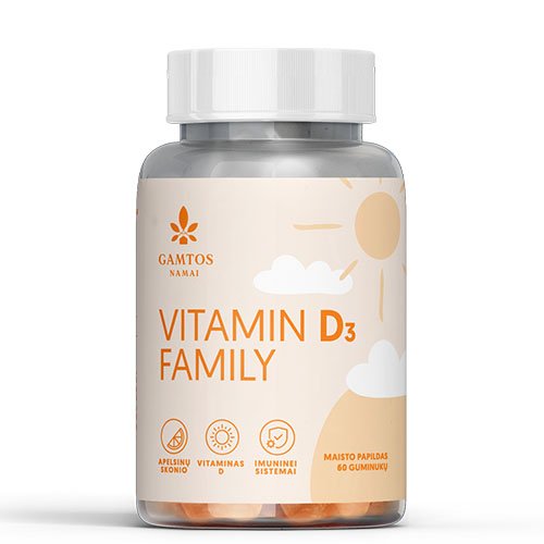 Vitaminas D3 Family guminukai N60 | Mano Vaistinė