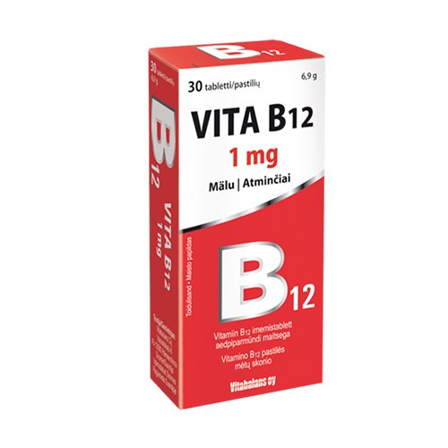 Multivitaminai Vita B12 1000mcg tab. N30 | Mano Vaistinė