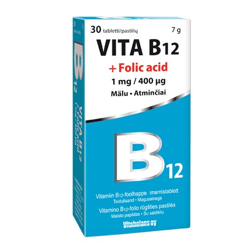 VITA B12 1mg + Folio rūgštis 400mcg N30 | Mano Vaistinė