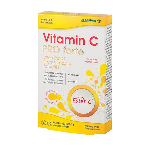 Vitamin C PRO forte, 30 kramtomų tablečių | Mano Vaistinė