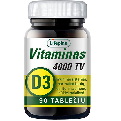 3 mėnesių kursas Vitaminas D3 4000 TV, LIFEPLAN. 90 tab. | Mano Vaistinė