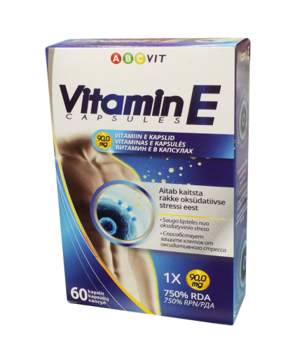 ABC VIT Vitaminas E 90 mg kapsulės, N60 ABC VIT Vitaminas E 90 mg kapsulės, N60