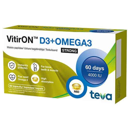 VitirON D3 + Omega3 Strong kapsulės N60 | Mano Vaistinė