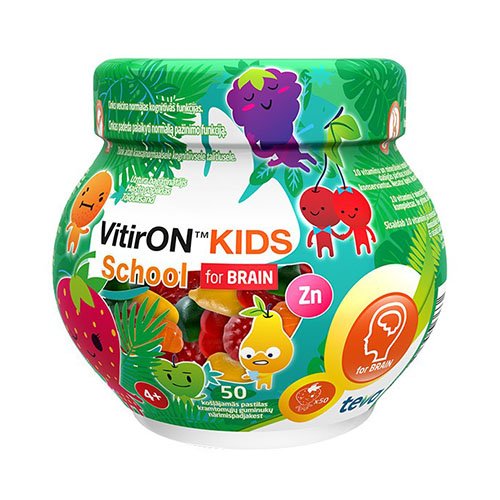 VitirON Kids School for Brain kramtomieji guminukai N50 | Mano Vaistinė