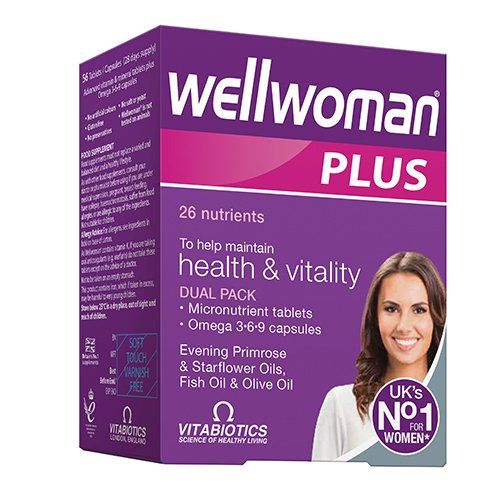 Maisto papildas moterims Wellwoman Plus Omega 3 6 9 kapsulės / tabletės, N28+28 | Mano Vaistinė