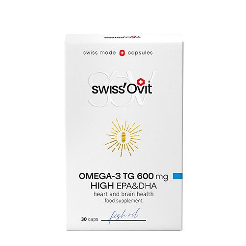 Žuvų taukai Omega-3 TG SWISSOVIT 600 mg, 30 kapsulių | Mano Vaistinė
