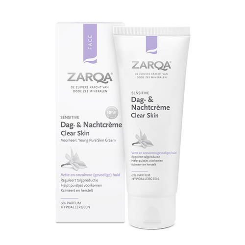 Dieninis ir naktinis kremas riebiai, į aknę linkusiai odai ZARQA Clear Skin kremas į aknę linkusiai odai 75ml | Mano Vaistinė