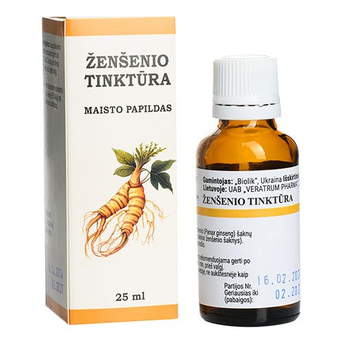 Ženšenio tinktūra, 25ml | Mano Vaistinė