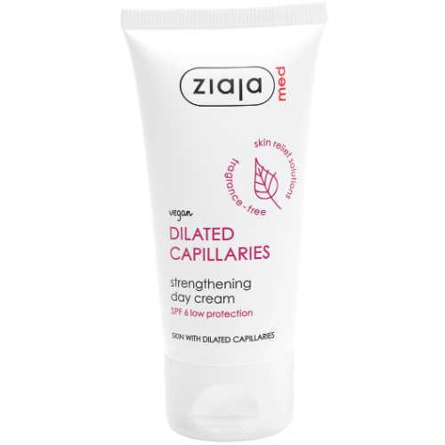 Drėkina, minkština ir apsaugo jautrią odą Raminamasis veido kremas ZIAJA MED DILATED CAPILLARIES SPF6, 50 ml | Mano Vaistinė