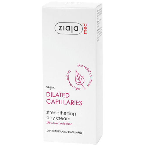 Drėkina, minkština ir apsaugo jautrią odą Raminamasis veido kremas ZIAJA MED DILATED CAPILLARIES SPF6, 50 ml | Mano Vaistinė