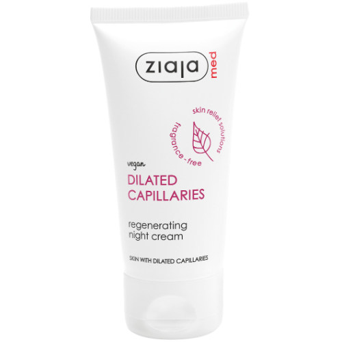 Sumažina išsiplėtusių kapiliarų matomumą Regeneruojantis naktinis veido kremas ZIAJA MED DILATED CAPILLARIES,  50 ml | Mano Vaistinė