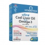 Žuvų taukai ULTRA COD LIVER OIL PLUS OMEGA-3, 60 kaps.