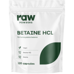 Betainas HCL RAW POWDERS 650 mg, 120 kaps.
