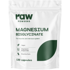 Magnio bisglicinatas RAW POWDERS 500 mg., 120 kaps.